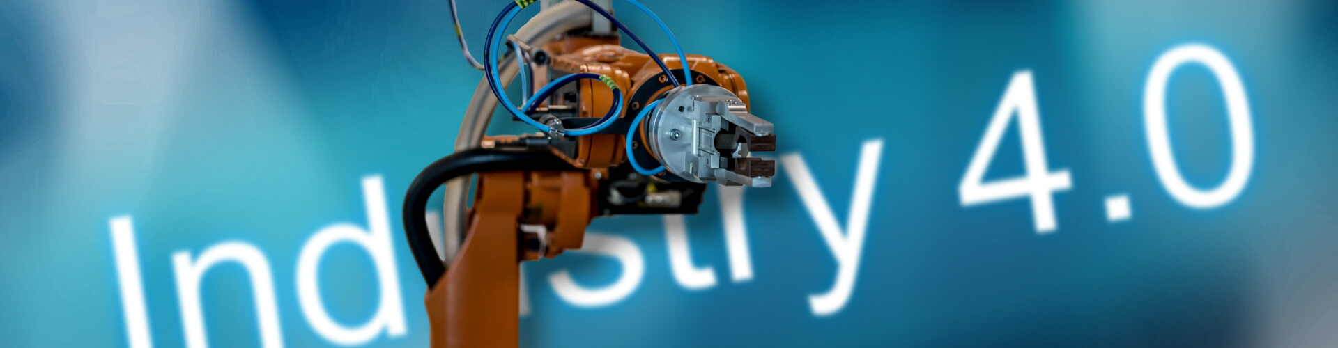 A robot arm against Industry 4.0 background